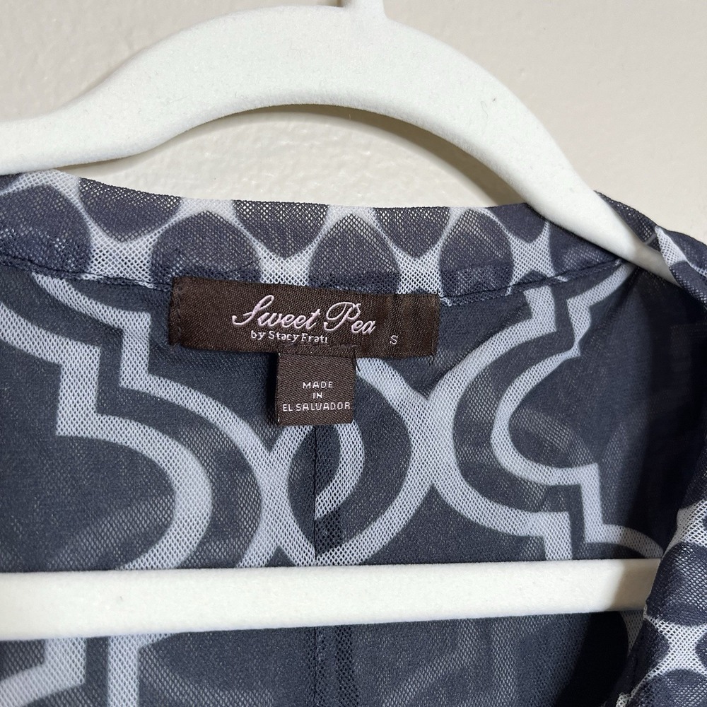 Women's Y2K Sweet Pea Top Sheer‎ Tunic S Preppy Coquette Mixed Pattern - Picture 3 of 7